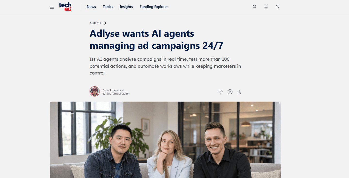 Adlyse Featured in Tech.eu: Inside the AI Workforce Built to Run Ad Campaigns 24/7