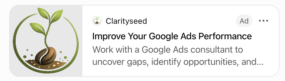 Clarityseed sponsored ad inside ChatGPT